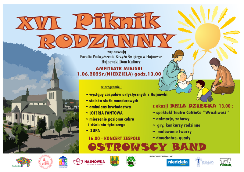 informacje o wydarzeniu, logo organizatora, grafika tematyczna