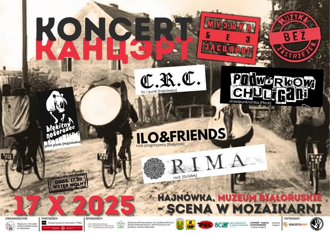 informacje o wydarzeniu, logo organizatora, grafika tematyczna