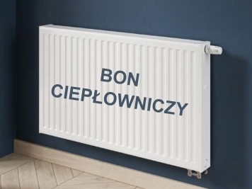 baner bon ciepłowniczy grafika tematyczna i napis BON CIEPŁOWNIOCZY