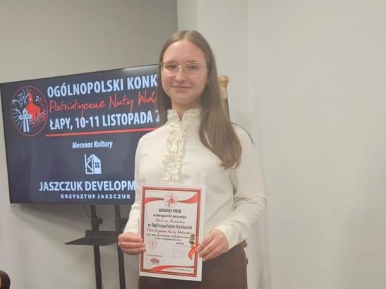 Wiktoria Masalska z dyplomem GRAND PRIX