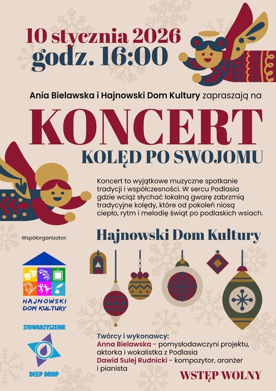 informacje o wydarzeniu, logo organizatora, grafika tematyczna