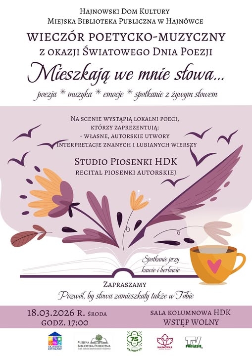 plakat promocyjny wieczoru poetycko-muzycznego 