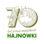 grafika 70 lat praw miejskich Hajnówki, z elementami charakterystycznymi dla miasta