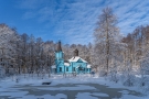 zdjęcie wyróżnienia Grażyna Adamczyk z Lublina; niebieska cerkiew w zimowe szacie
