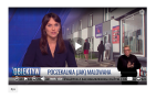 prezenterka zapowiada reportaż. W prawym dolnym roku - osoba migająca